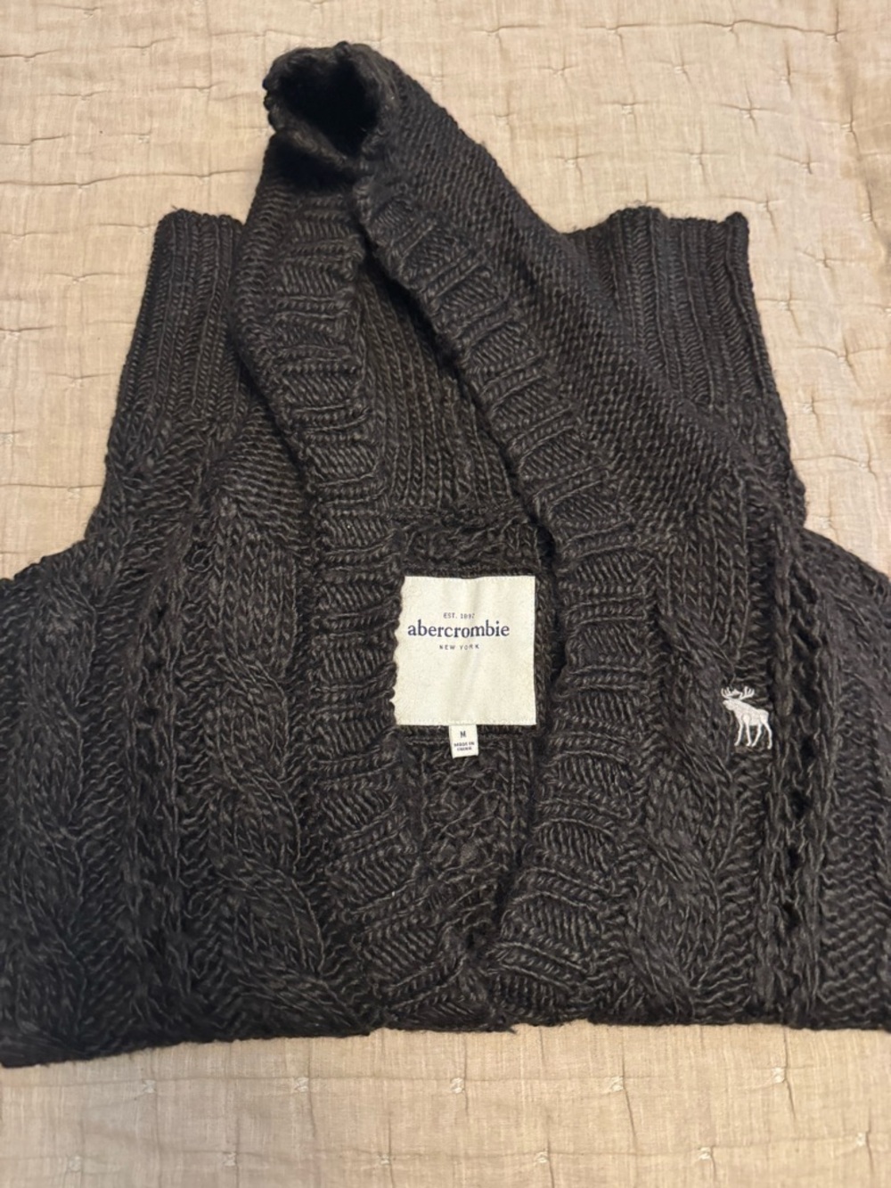 Abercrombie & Fitch Dark Brown Cable Knit Hooded Sweater